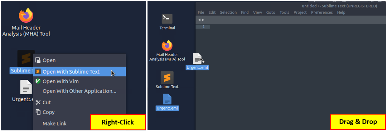 Open email file in a text editor