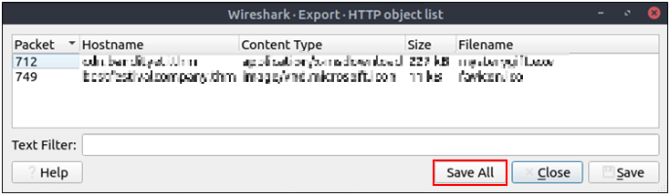 Wireshark export objects